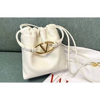 Valentino Vlogo Pouf Nappa Leather Mini Bucket Bag White 2024 (jindong-24040814)