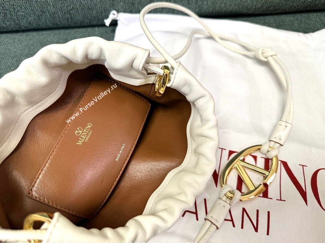Valentino Vlogo Pouf Nappa Leather Mini Bucket Bag White 2024 (jindong-24040814)