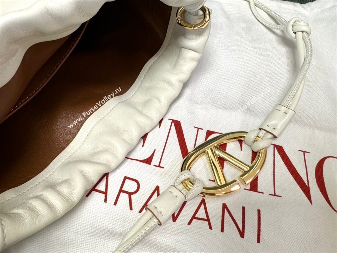 Valentino Vlogo Pouf Nappa Leather Mini Bucket Bag White 2024 (jindong-24040814)