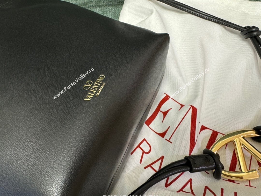 Valentino Vlogo Pouf Nappa Leather Mini Bucket Bag Black 2024 (jindong-24040813)