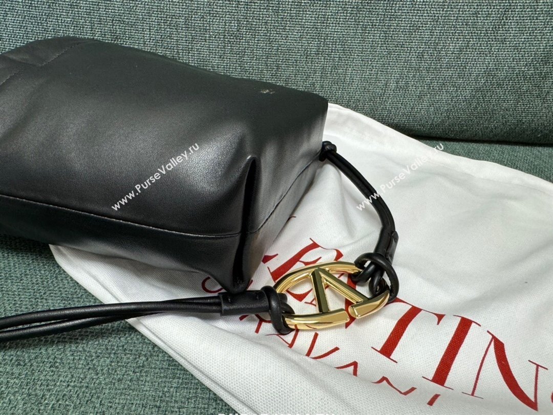 Valentino Vlogo Pouf Nappa Leather Mini Bucket Bag Black 2024 (jindong-24040813)