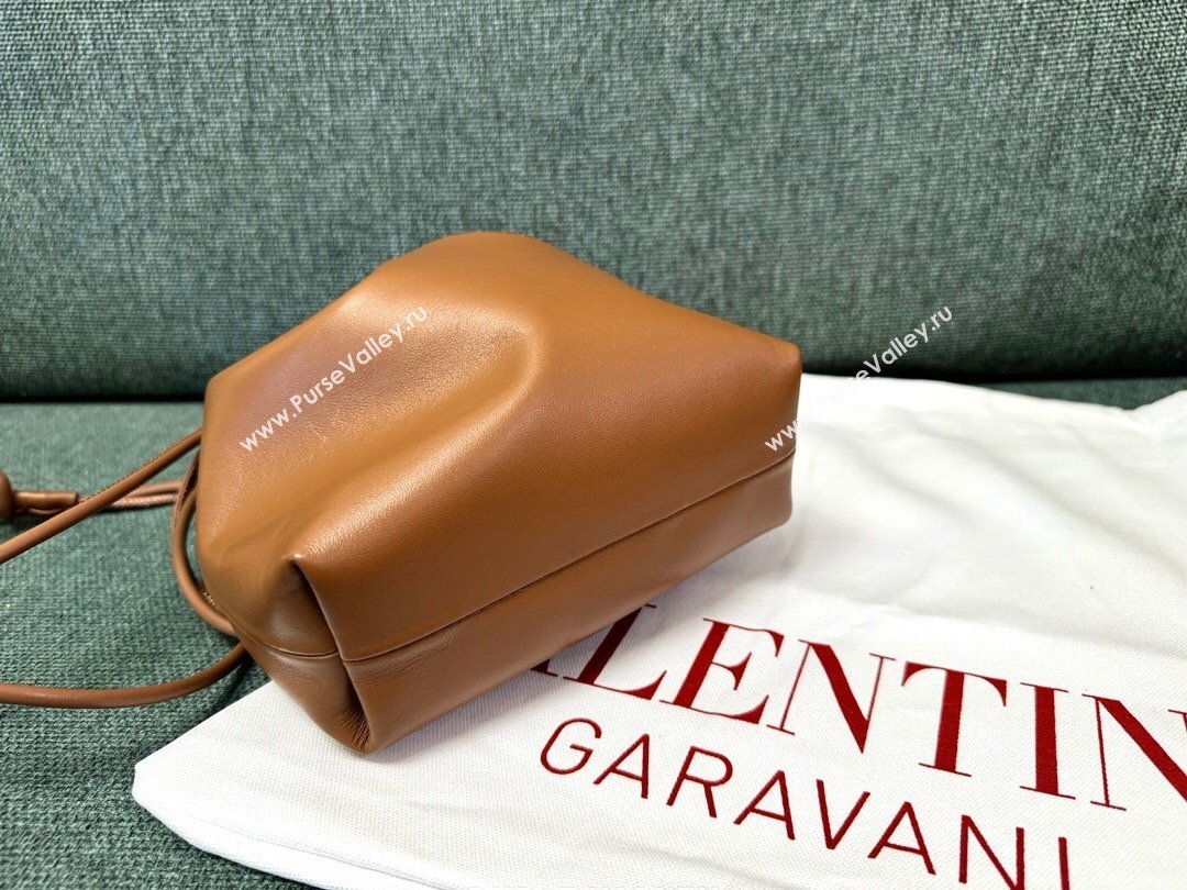 Valentino Vlogo Pouf Nappa Leather Mini Bucket Bag Brown 2024 (jindong-24040815)