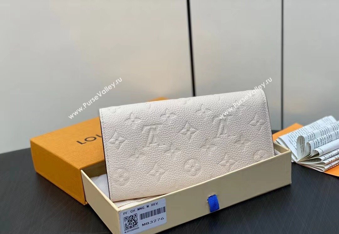 Louis Vuitton Monogram Empreinte leather Sarah Wallet M83276 Cream 2024 (kiki-24040821)