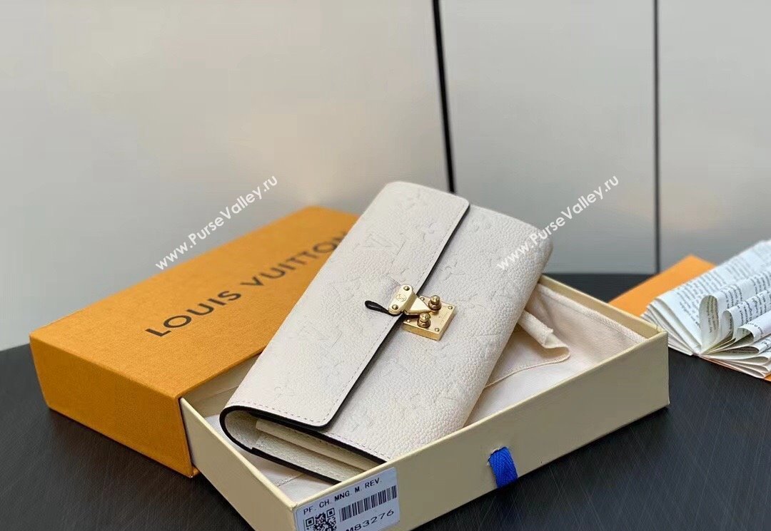 Louis Vuitton Monogram Empreinte leather Sarah Wallet M83276 Cream 2024 (kiki-24040821)