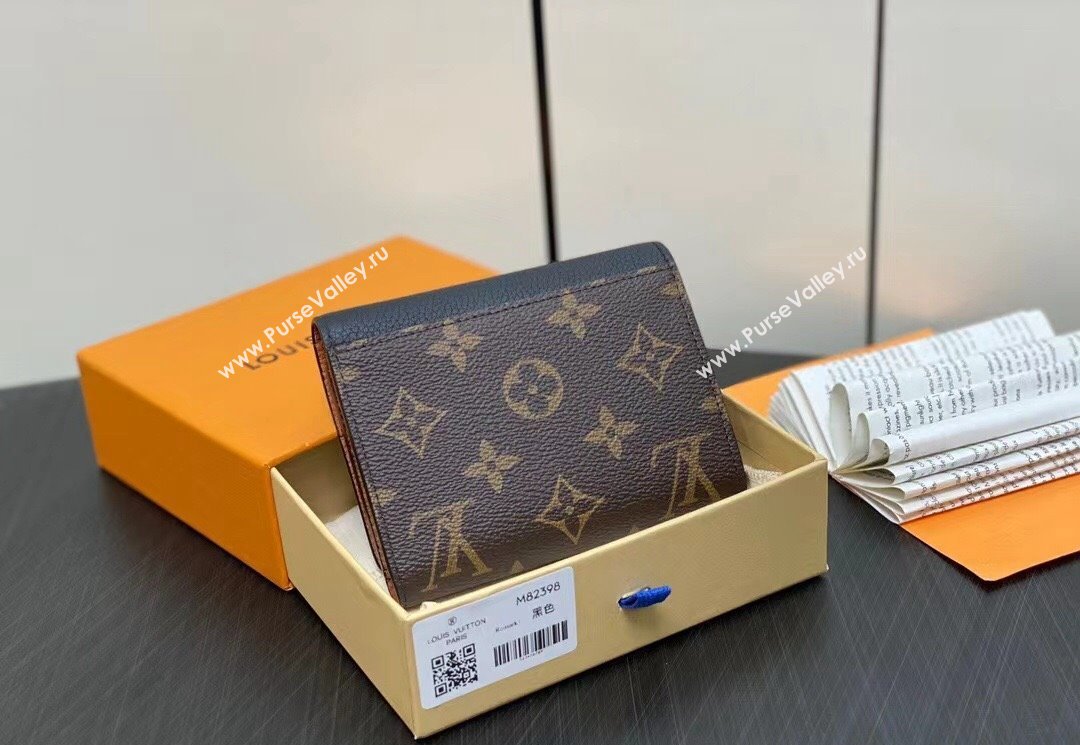 Louis Vuitton Calf leather and Monogram canvas Victorine On My Side Wallet M82640 Black 2024 (kiki-24040822)