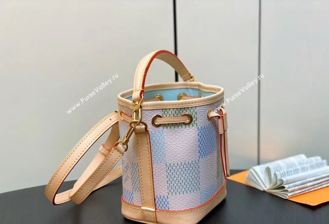 Louis Vuitton Damier canvas Nano Noé Bag N40640 Pistachio Green 2024 (kiki-24040811)