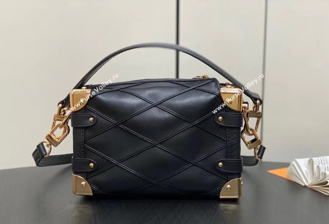 Louis Vuitton malletage Lambskin Side Trunk PM Bag M83030 Black 2024 (kiki-24040809)