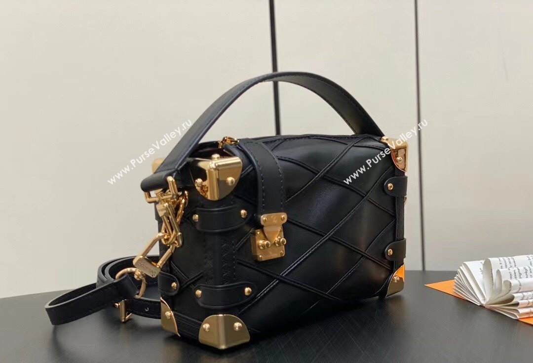 Louis Vuitton malletage Lambskin Side Trunk PM Bag M83030 Black 2024 (kiki-24040809)