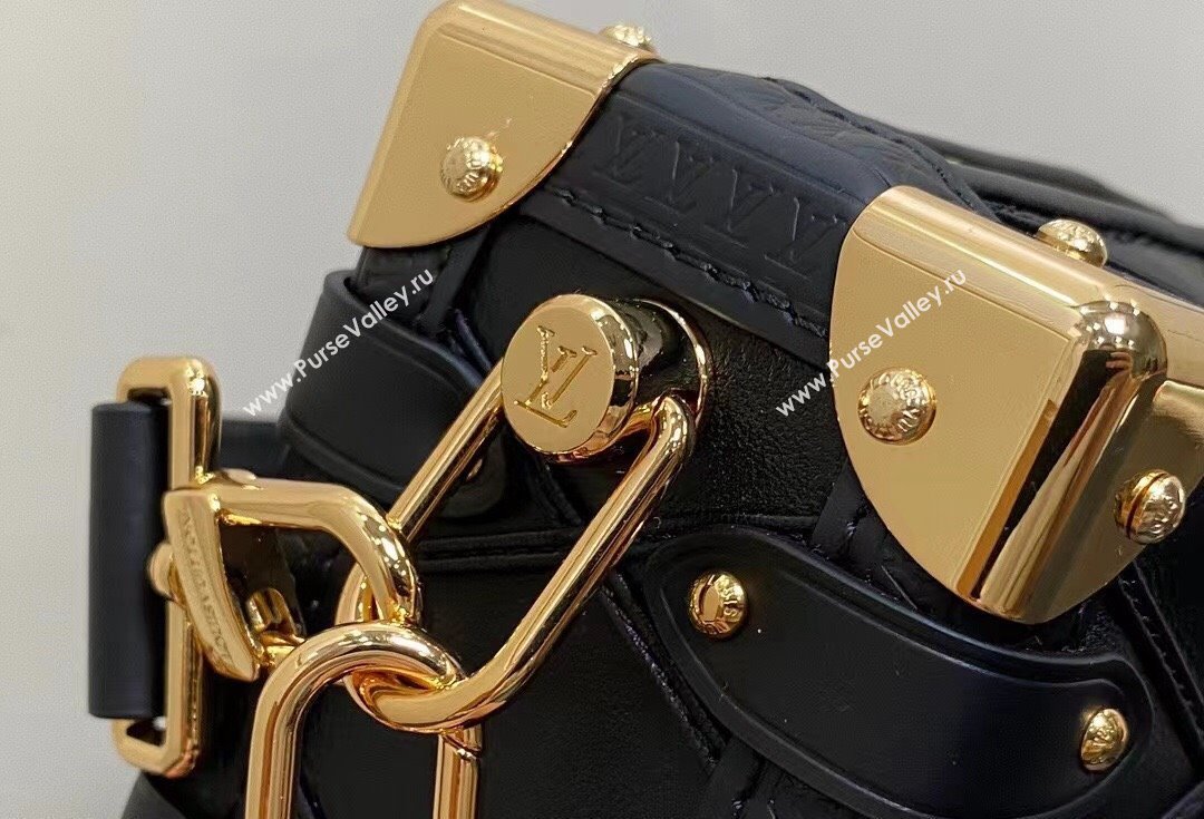 Louis Vuitton malletage Lambskin Side Trunk PM Bag M83030 Black 2024 (kiki-24040809)