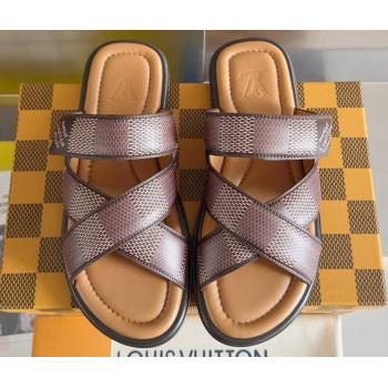 Louis Vuitton Damier pattern Mens Mules Brown 2024 (SS-24040803)