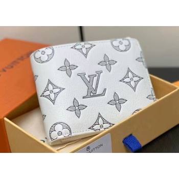 Louis Vuitton Monogram Shadow calfskin leather Multiple Wallet M83380 White/Navy 2024 (kiki-24040819)