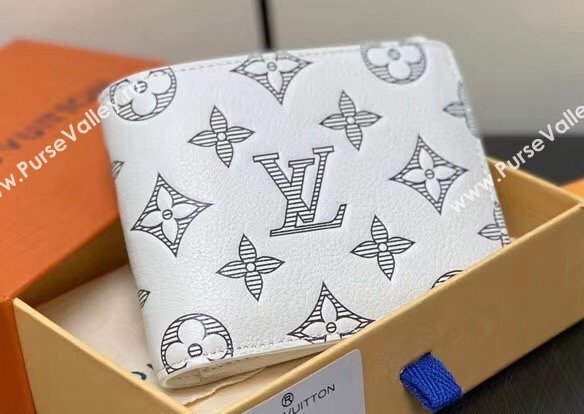 Louis Vuitton Monogram Shadow calfskin leather Multiple Wallet M83380 White/Navy 2024 (kiki-24040819)