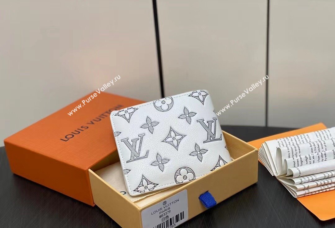 Louis Vuitton Monogram Shadow calfskin leather Multiple Wallet M83380 White/Navy 2024 (kiki-24040819)