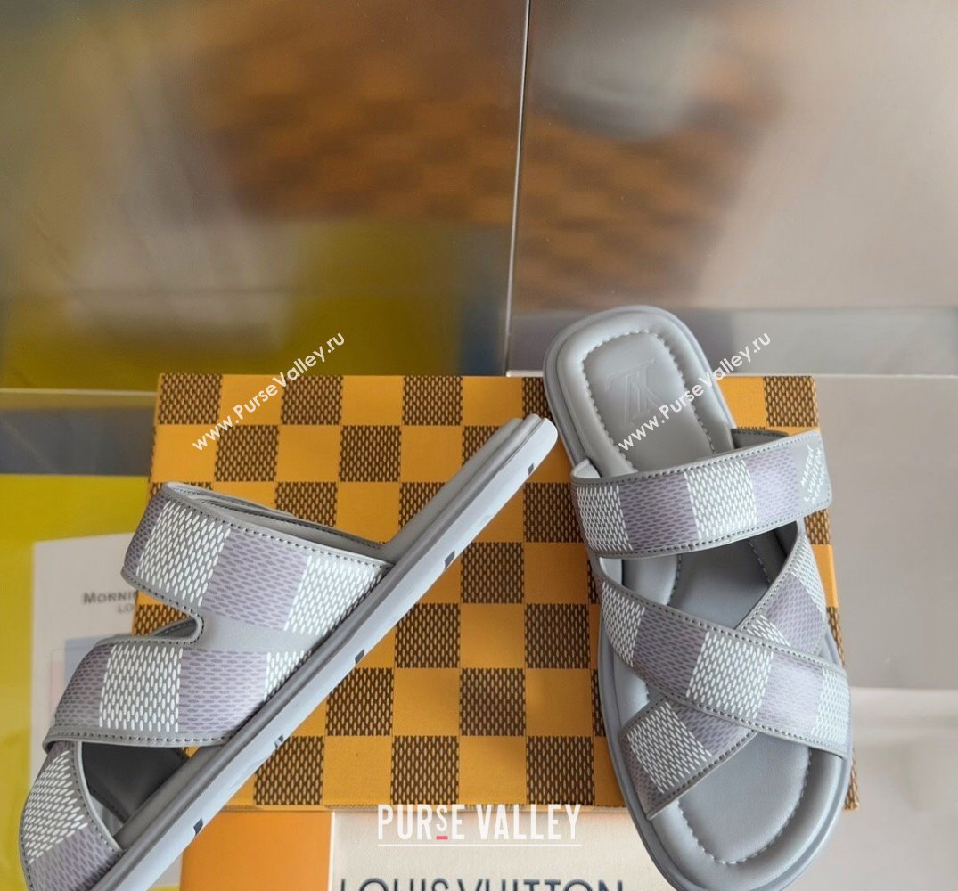 Louis Vuitton Damier pattern Mens Mules Gray 2024 (SS-24040804)