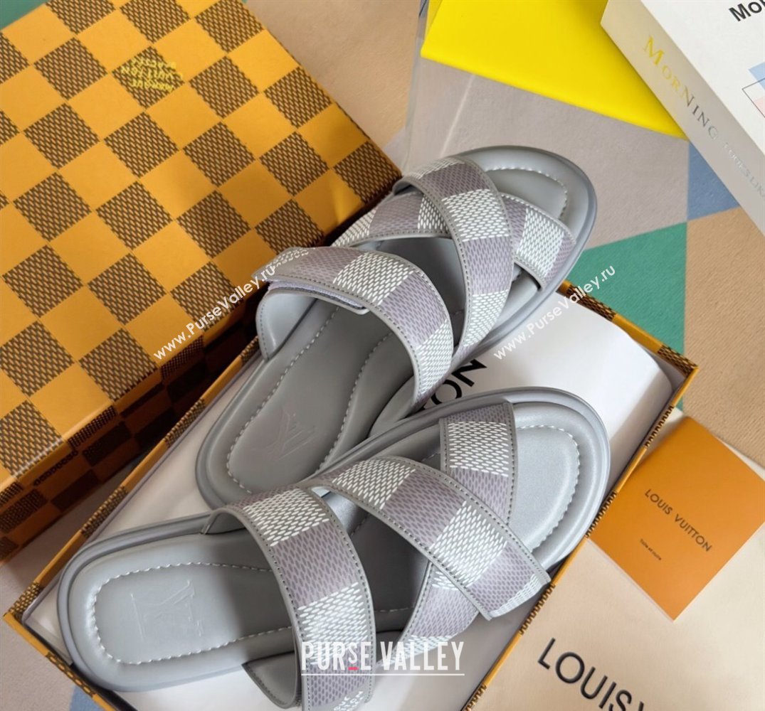 Louis Vuitton Damier pattern Mens Mules Gray 2024 (SS-24040804)