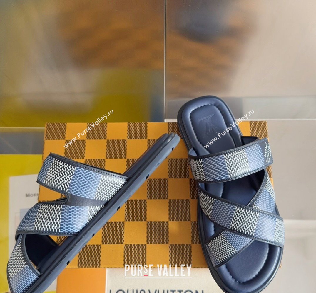 Louis Vuitton Damier pattern Mens Mules Blue 2024 (SS-24040802)