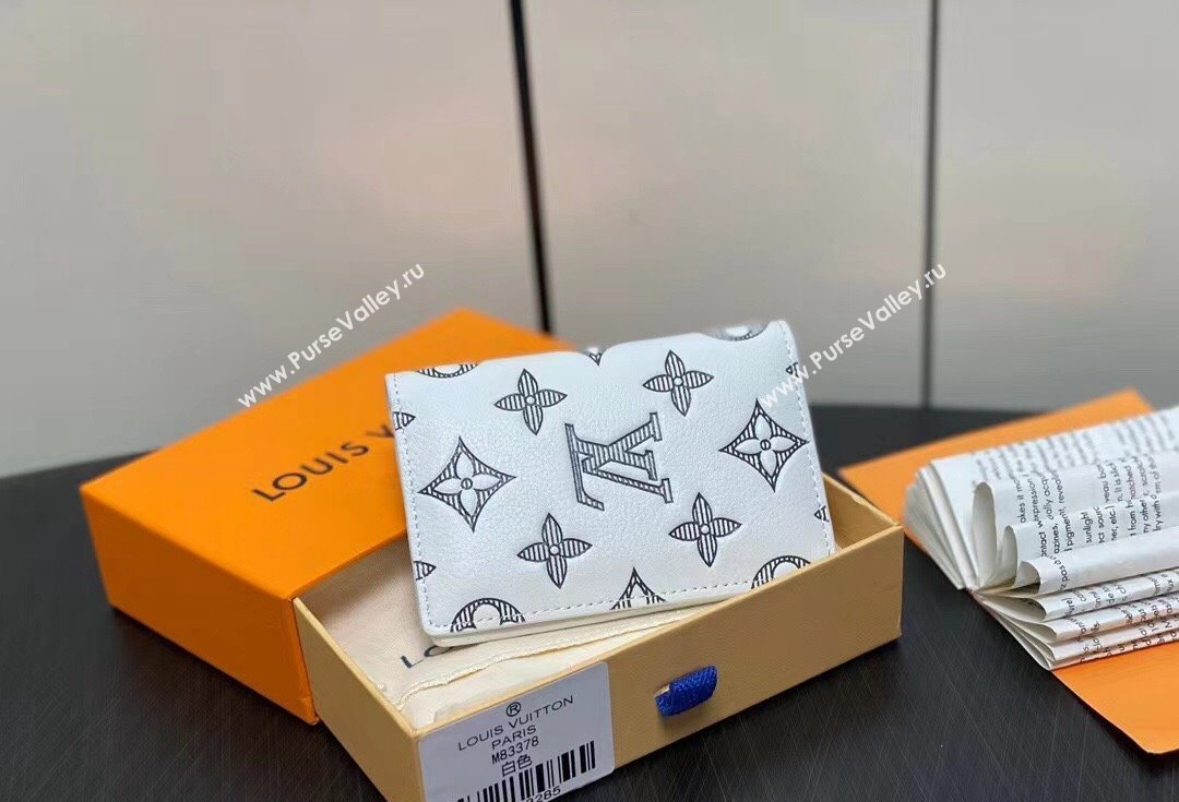 Louis Vuitton Monogram Shadow calfskin leather Pocket Organizer Wallet M83377 White/Navy 2024 (kiki-24040817)