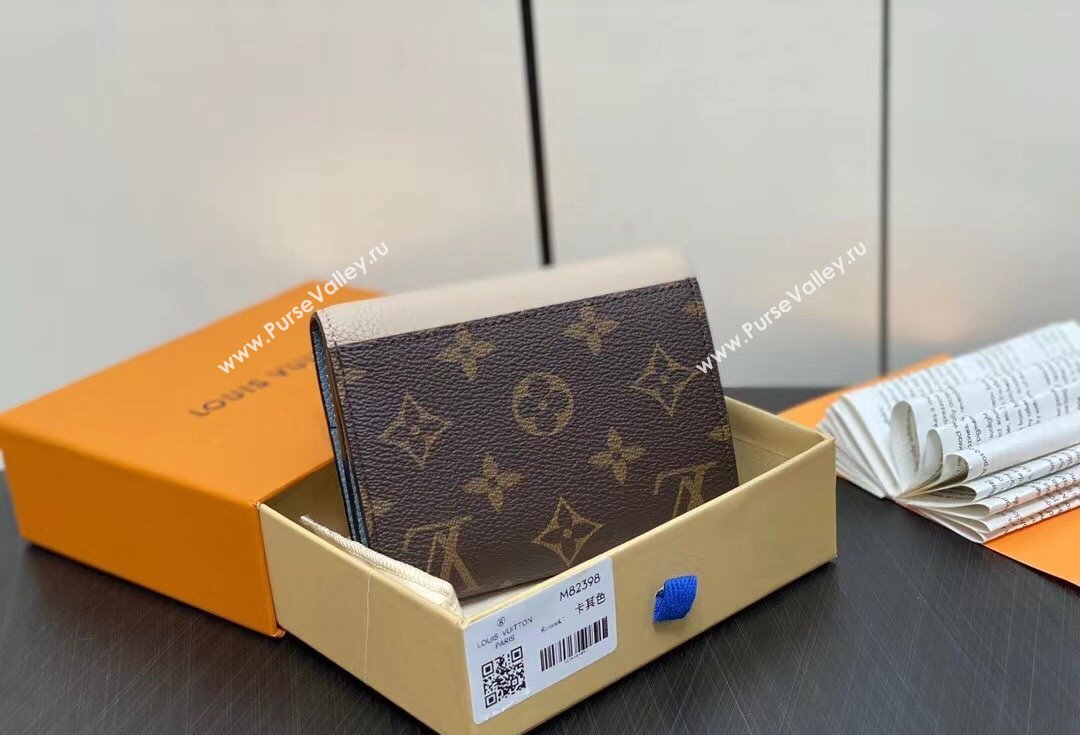 Louis Vuitton Calf leather and Monogram canvas Victorine On My Side Wallet M82398 Greige 2024 (kiki-24040823)