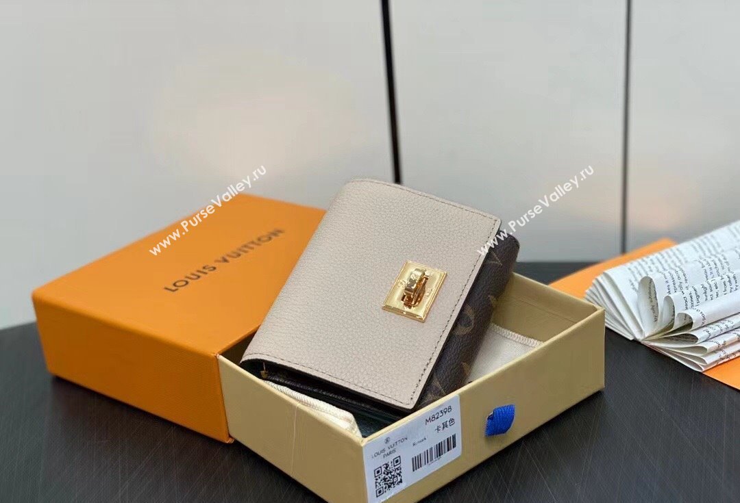 Louis Vuitton Calf leather and Monogram canvas Victorine On My Side Wallet M82398 Greige 2024 (kiki-24040823)