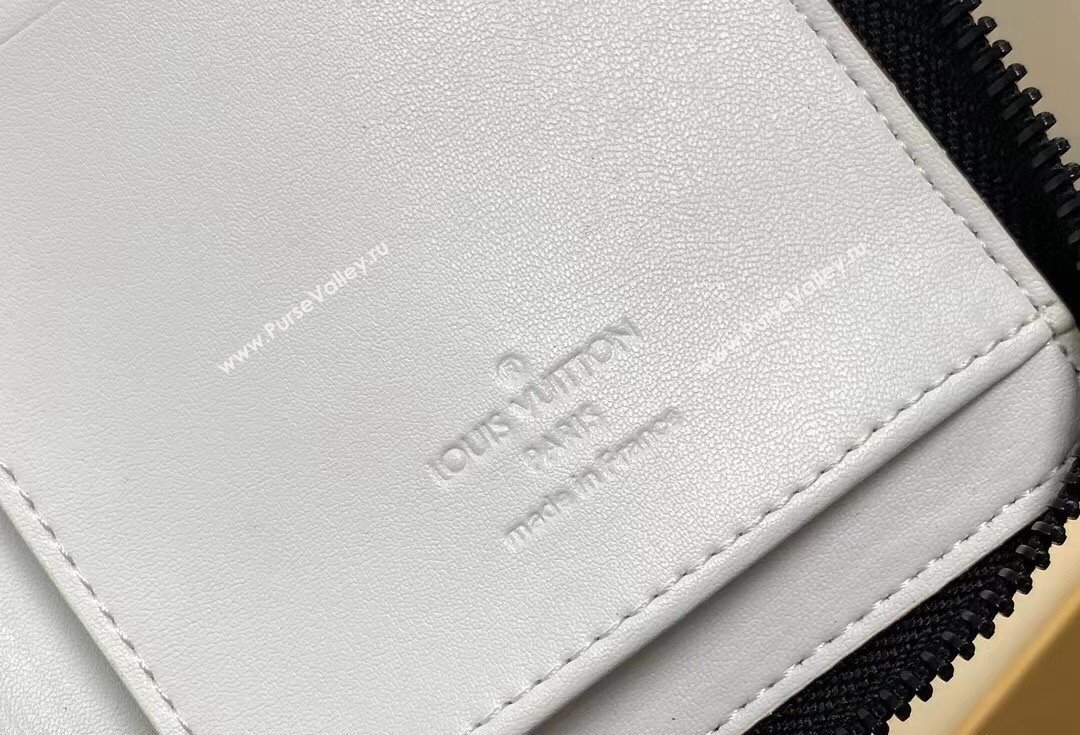 Louis Vuitton Monogram Shadow calfskin leather Zippy Vertical Wallet M83381 White/Navy 2024 (kiki-24040813)