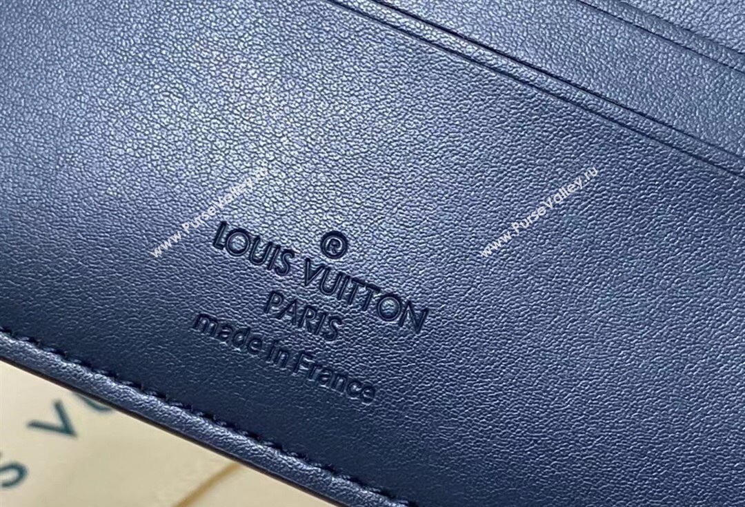 Louis Vuitton Monogram Shadow calfskin leather Multiple Wallet M83379 Ink Blue/White 2024 (kiki-24040818)