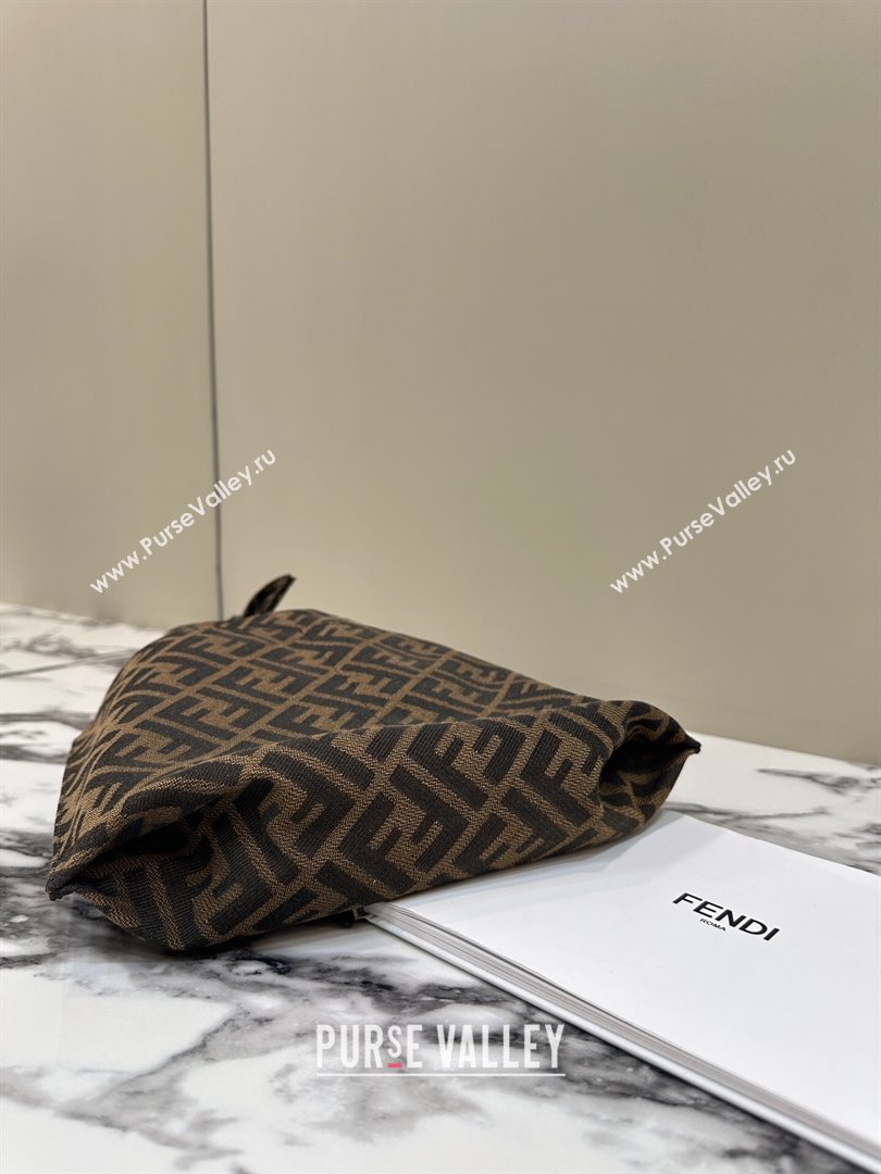 Fendi Mini Shopper Brown FF jacquard bag with knotted handle 2024 (chaoliu-24040901)