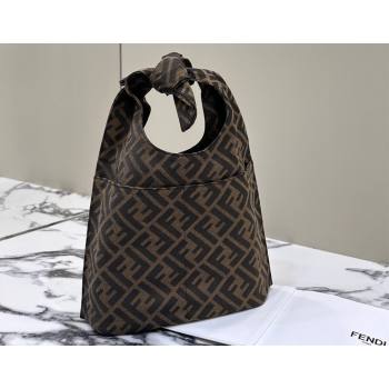 Fendi Mini Shopper Brown FF jacquard bag with knotted handle 2024 (chaoliu-24040901)