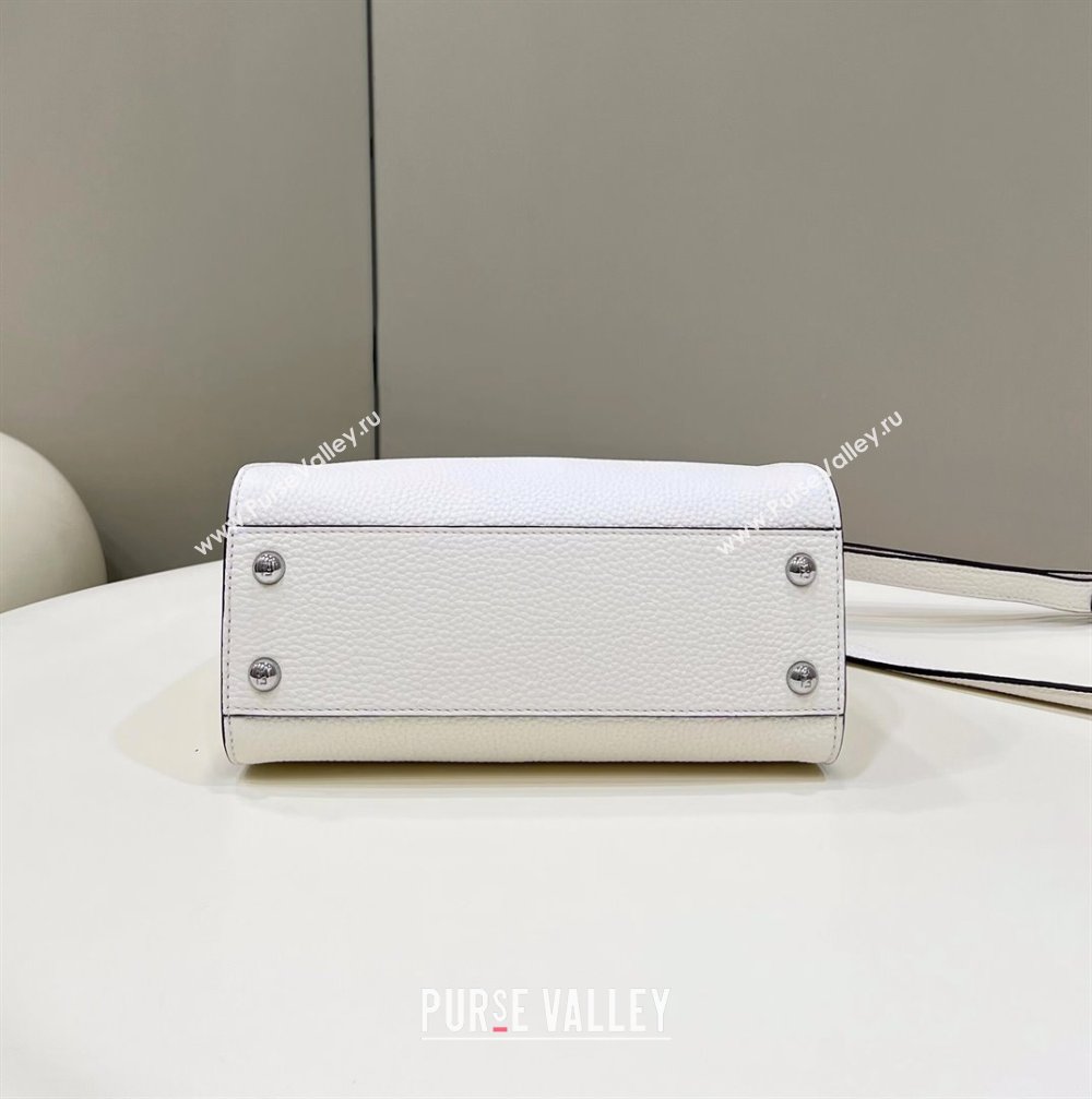 Fendi iconic Peekaboo Mini Bag White/Python Selleria with topstitches 2024 (chaoliu-24040933)