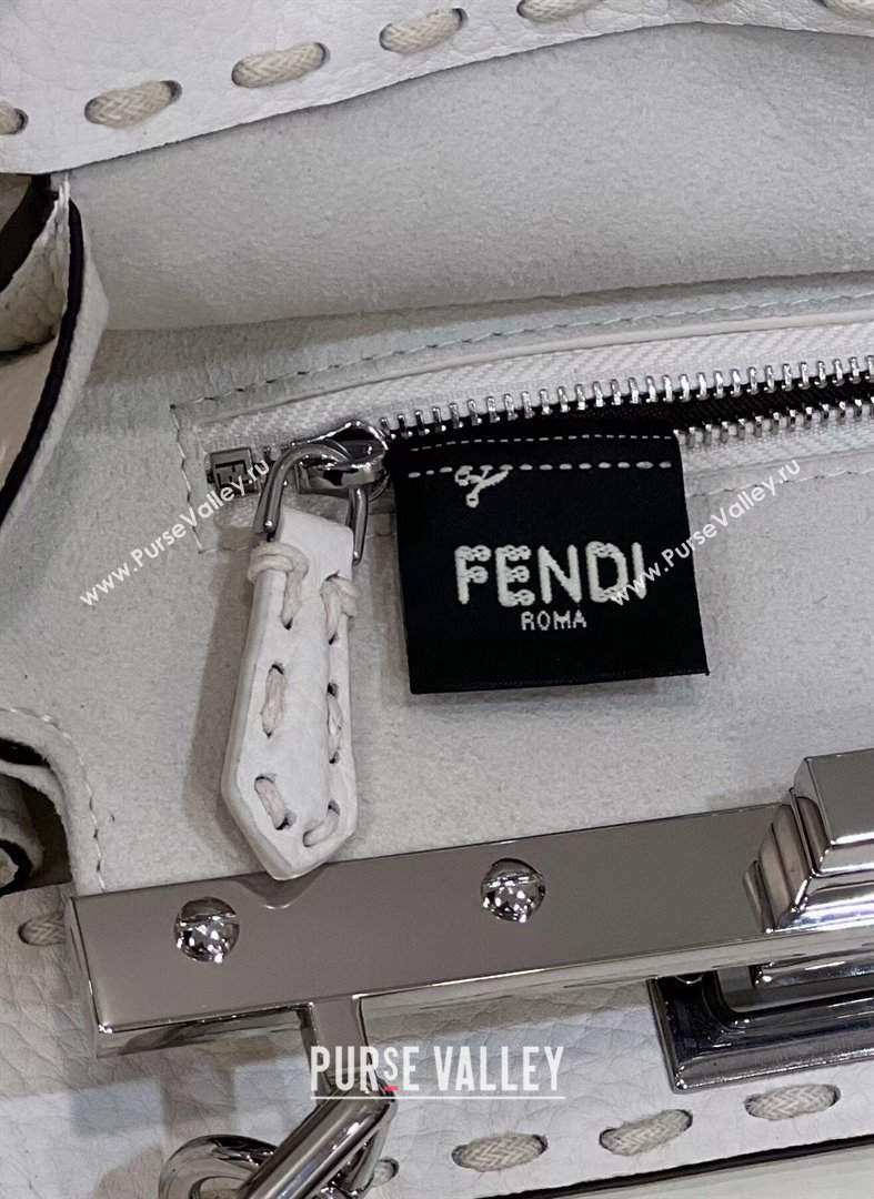 Fendi iconic Peekaboo Mini Bag White/Python Selleria with topstitches 2024 (chaoliu-24040933)