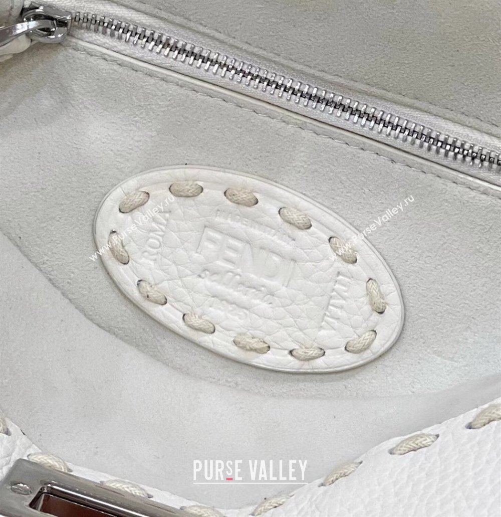 Fendi iconic Peekaboo Mini Bag White/Python Selleria with topstitches 2024 (chaoliu-24040933)