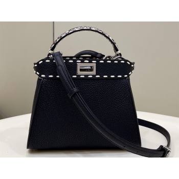 Fendi iconic Peekaboo Mini Bag black/Python Selleria with topstitches 2024 (chaoliu-24040932)