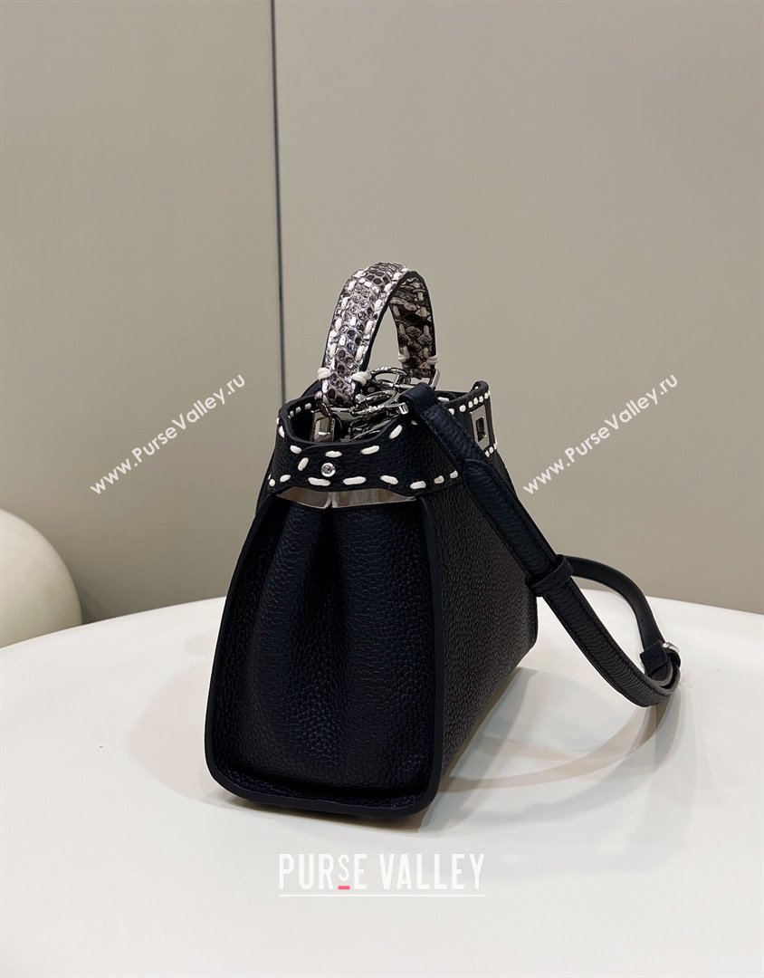 Fendi iconic Peekaboo Mini Bag black/Python Selleria with topstitches 2024 (chaoliu-24040932)