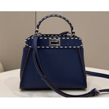 Fendi iconic Peekaboo Mini Bag blue Selleria with topstitches 2024 (chaoliu-24040936)