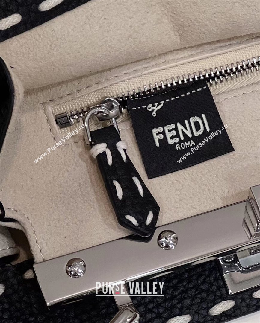 Fendi iconic Peekaboo Mini Bag black/Python Selleria with topstitches 2024 (chaoliu-24040932)