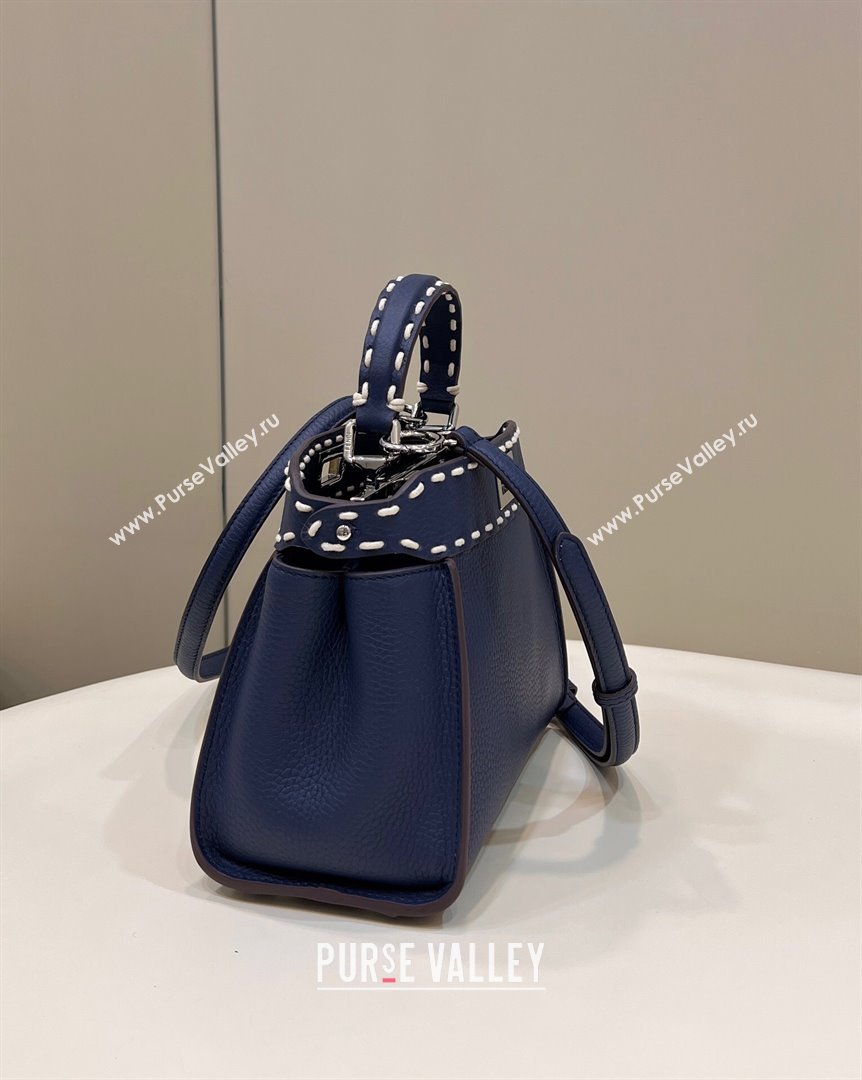 Fendi iconic Peekaboo Mini Bag blue Selleria with topstitches 2024 (chaoliu-24040936)
