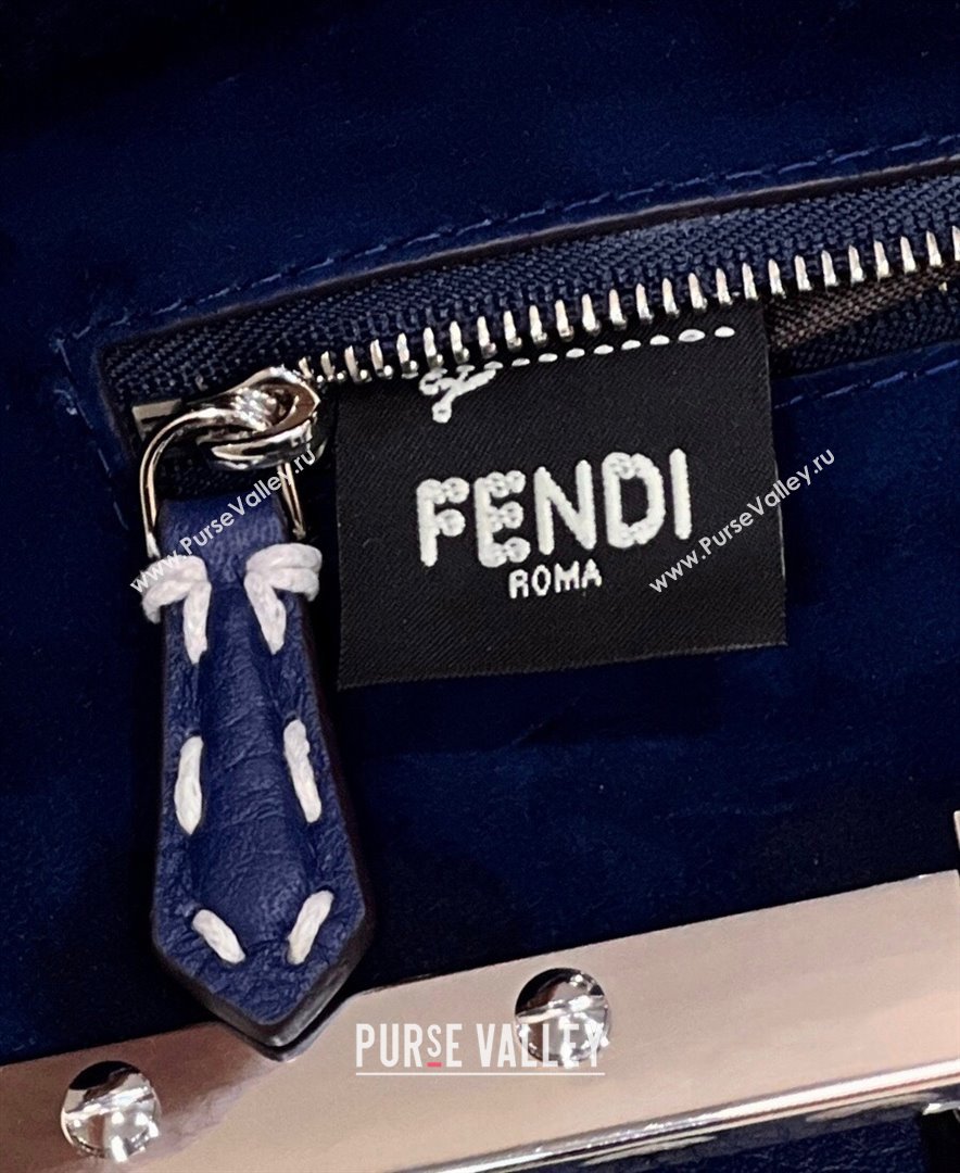 Fendi iconic Peekaboo Mini Bag blue Selleria with topstitches 2024 (chaoliu-24040936)