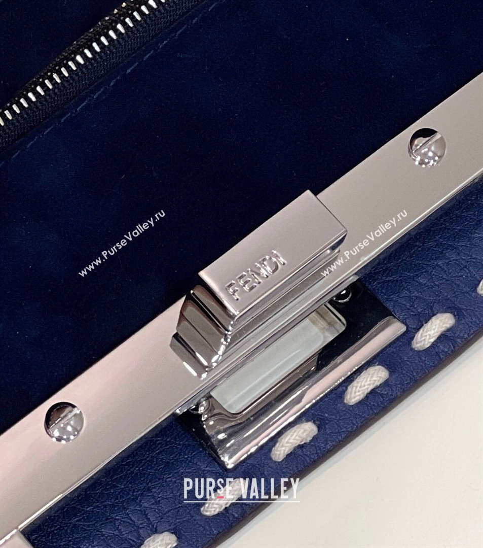 Fendi iconic Peekaboo Mini Bag blue Selleria with topstitches 2024 (chaoliu-24040936)