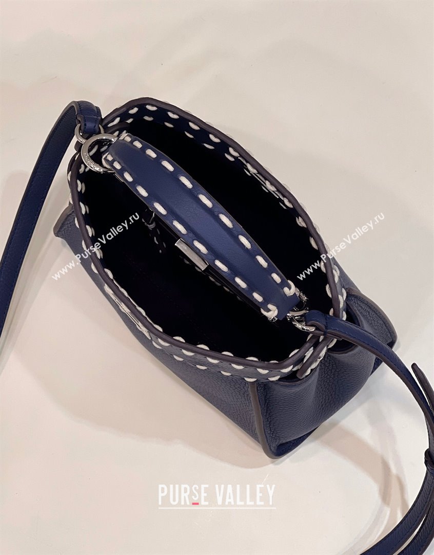 Fendi iconic Peekaboo Mini Bag blue Selleria with topstitches 2024 (chaoliu-24040936)