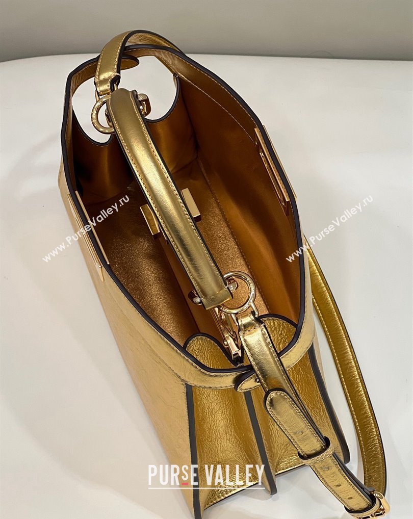Fendi Peekaboo ISeeU Medium Bag in nappa Leather Gold 2024 (chaoliu-24040948)