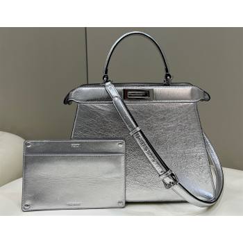 Fendi Peekaboo ISeeU Medium Bag in nappa Leather Silver 2024 (chaoliu-24040949)