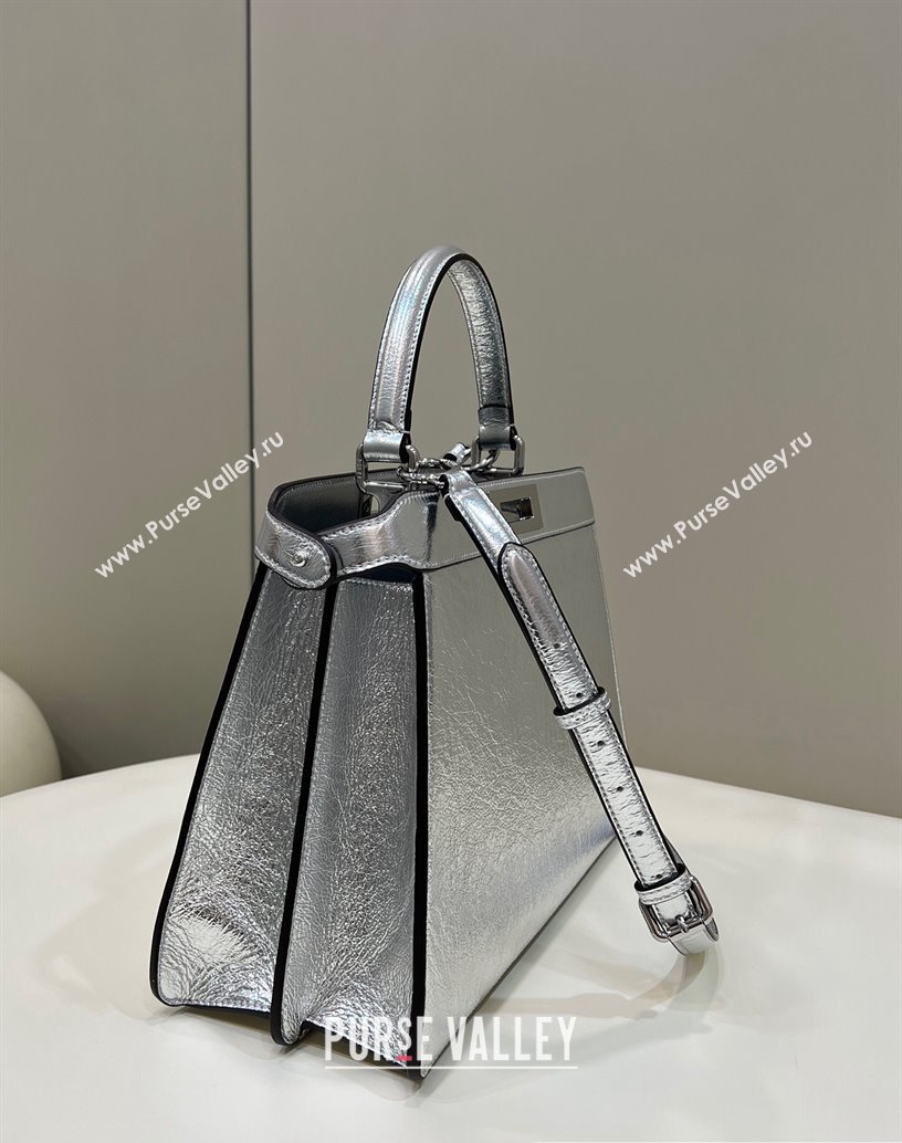 Fendi Peekaboo ISeeU Medium Bag in nappa Leather Silver 2024 (chaoliu-24040949)