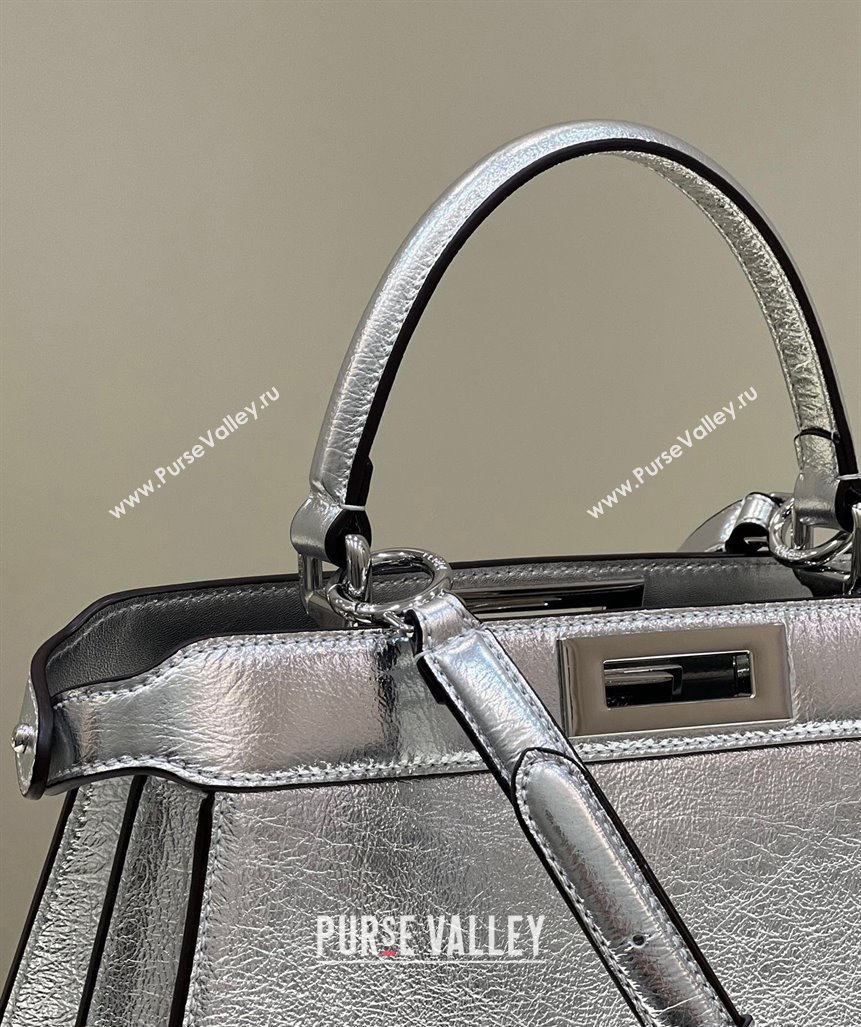 Fendi Peekaboo ISeeU Medium Bag in nappa Leather Silver 2024 (chaoliu-24040949)
