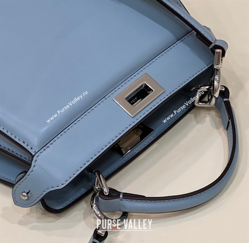 Fendi Peekaboo ISeeU Petite Bag in nappa Leather Light Blue 2024 (chaoliu-24041015)