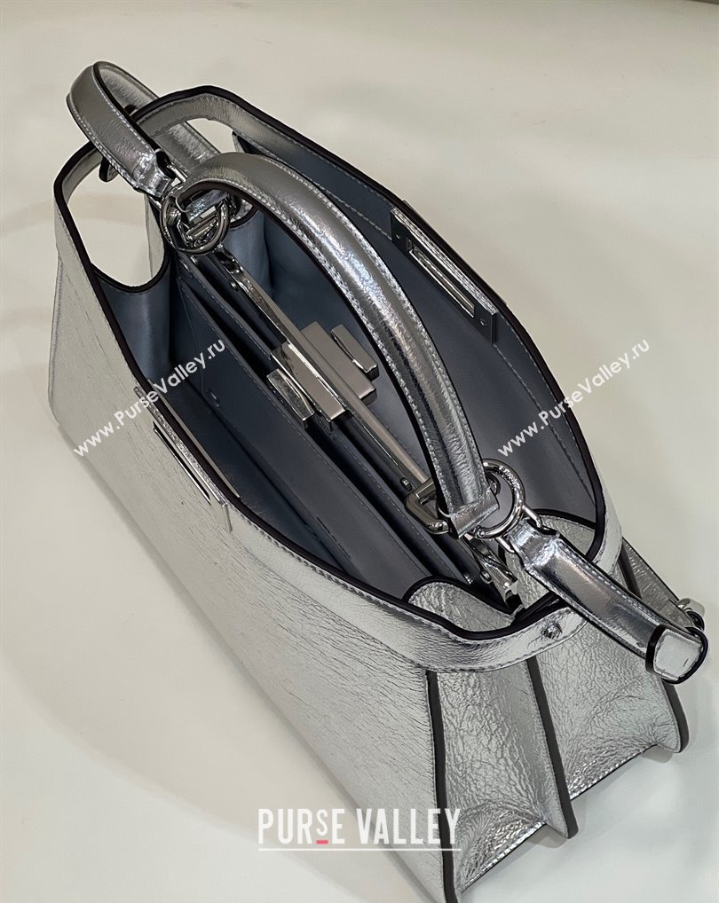 Fendi Peekaboo ISeeU Medium Bag in nappa Leather Silver 2024 (chaoliu-24040949)