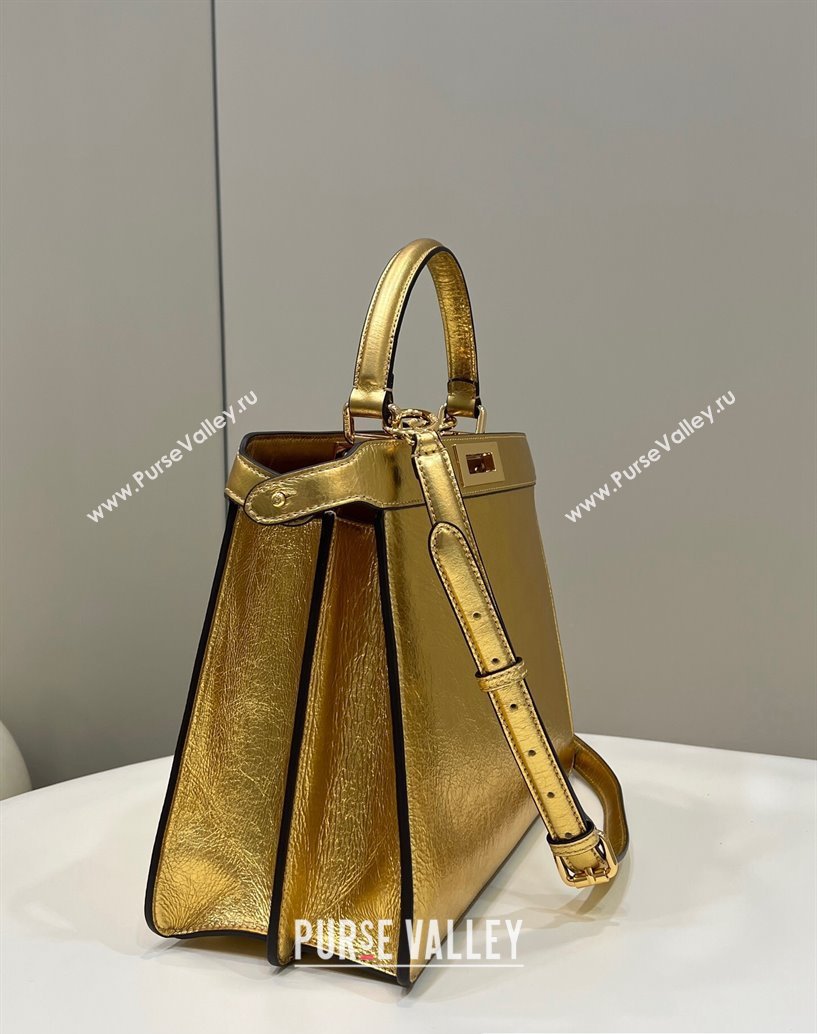 Fendi Peekaboo ISeeU Medium Bag in nappa Leather Gold 2024 (chaoliu-24040948)