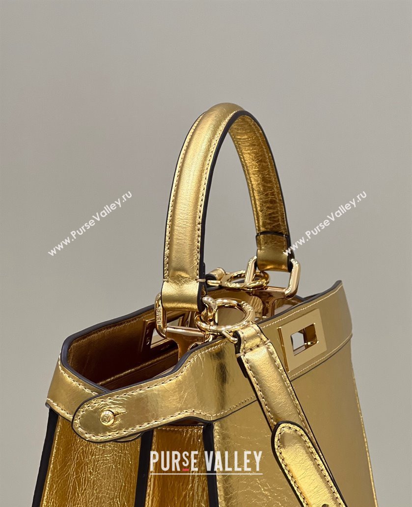 Fendi Peekaboo ISeeU Medium Bag in nappa Leather Gold 2024 (chaoliu-24040948)