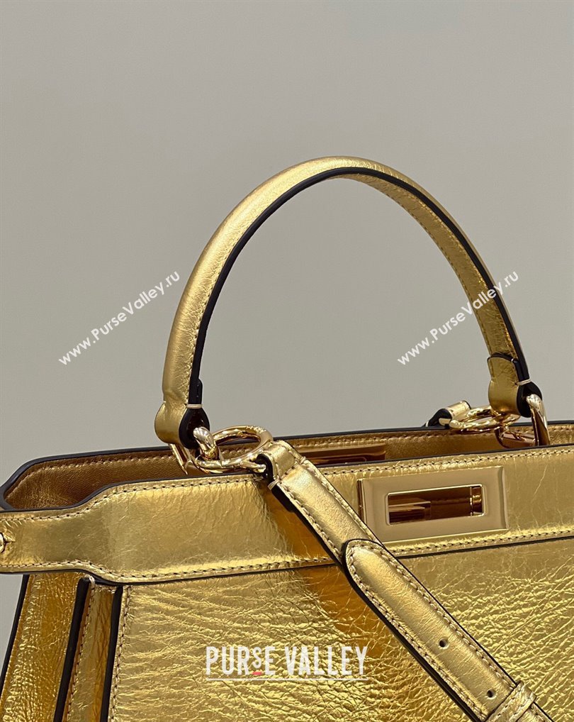 Fendi Peekaboo ISeeU Medium Bag in nappa Leather Gold 2024 (chaoliu-24040948)