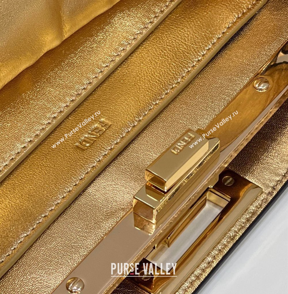 Fendi Peekaboo ISeeU Medium Bag in nappa Leather Gold 2024 (chaoliu-24040948)