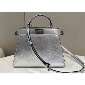 Fendi Peekaboo ISeeU Small Bag in nappa Leather Silver 2024 (chaoliu-24040962)