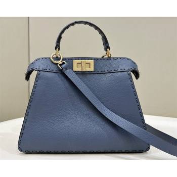 Fendi Peekaboo ISeeU Small Bag Blue Selleria with 556 hand-sewn stitches 2024 (chaoliu-24041039)